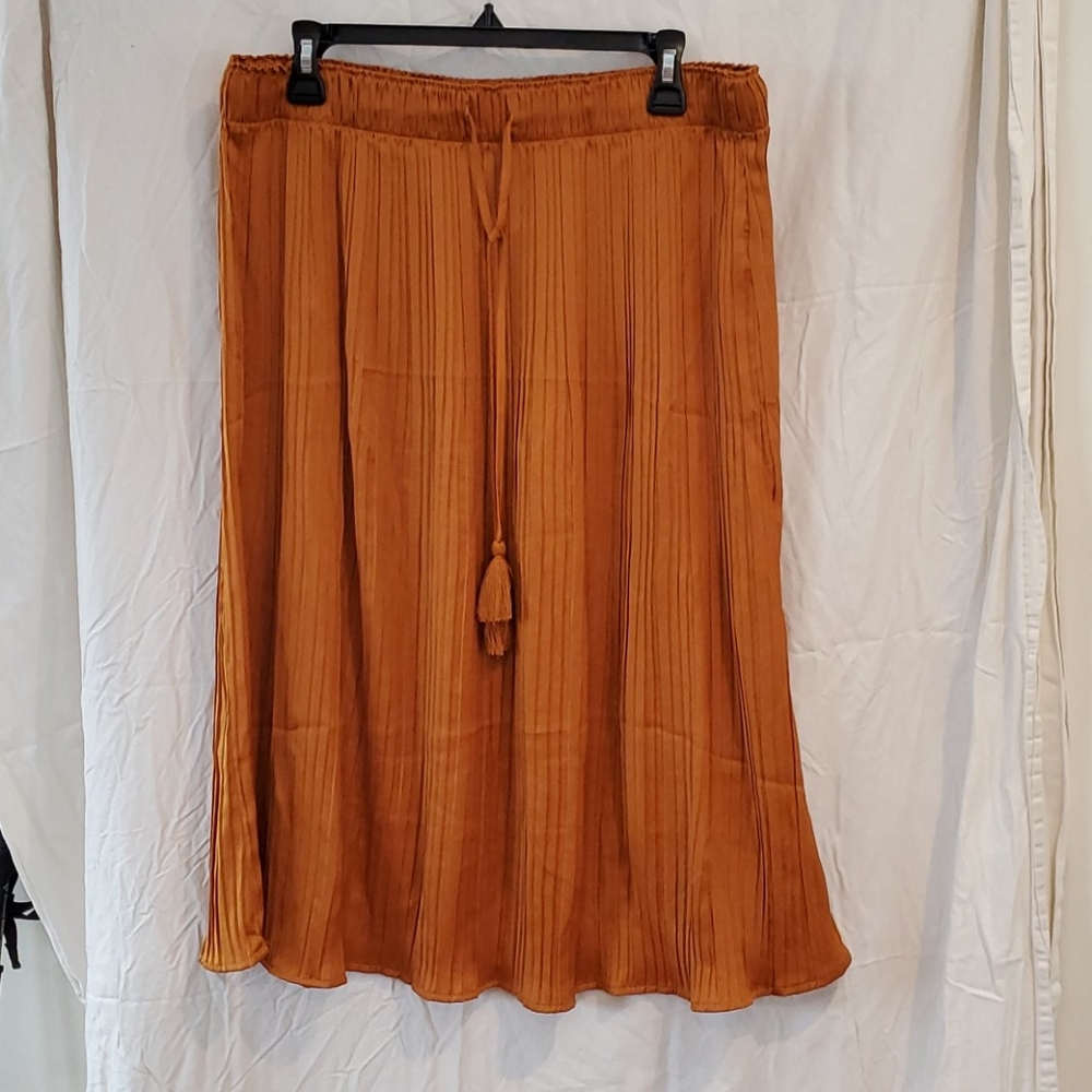H&M Golden Pleated Satin Skirt